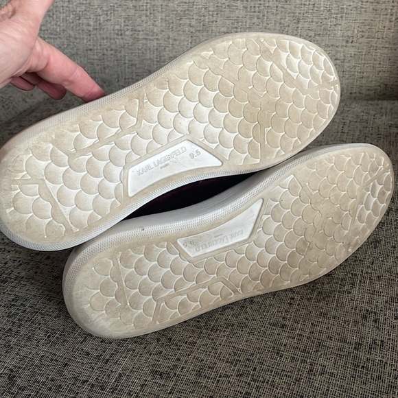 Karl Lagerfeld Velvet Dark Red Fall Sneakers Size 9.5 - Picture 14 of 15